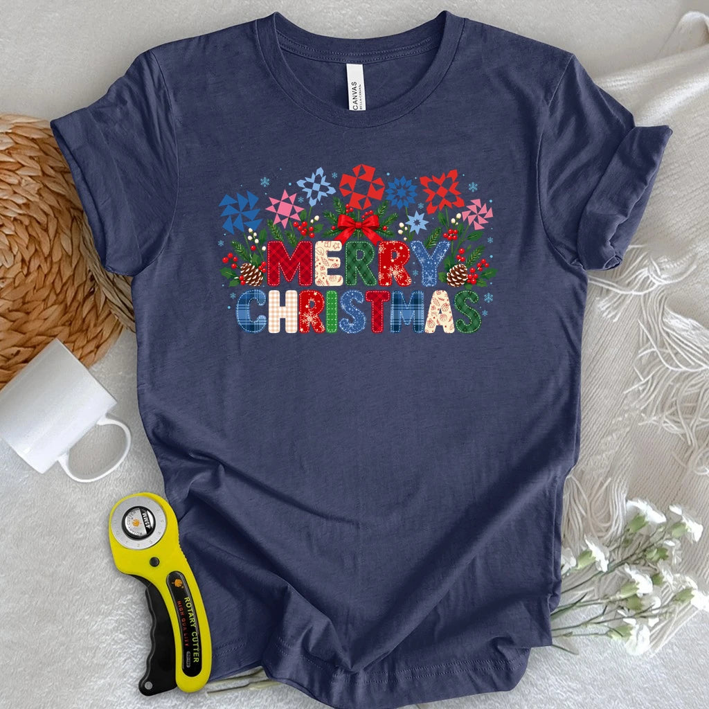 Merry Patchwork Christmas T-shirt