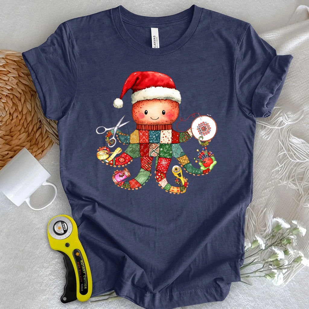 Christmas Quilter Octopus T-shirt