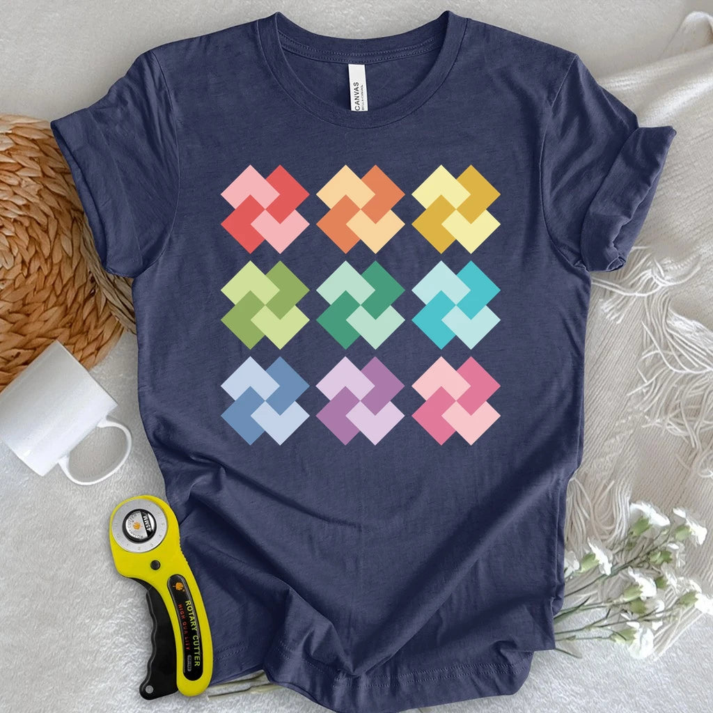 Ombre Card Trick Quilt Block T-shirt