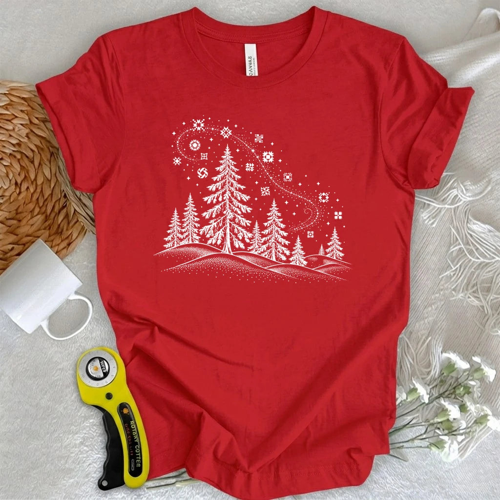 Enchanted Winter Quilt Forest T-shirt