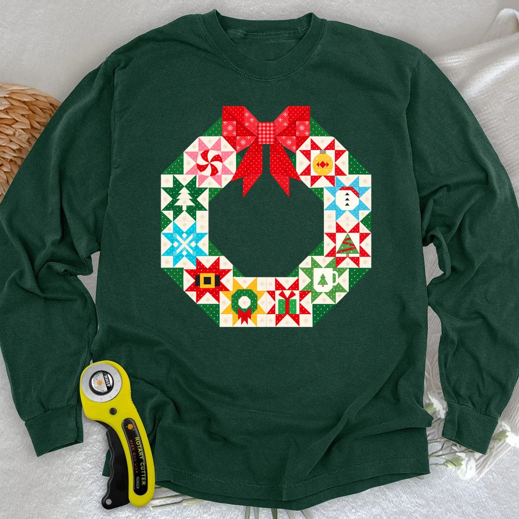 A Wreath of Christmas Wishes Long Sleeve T-shirt
