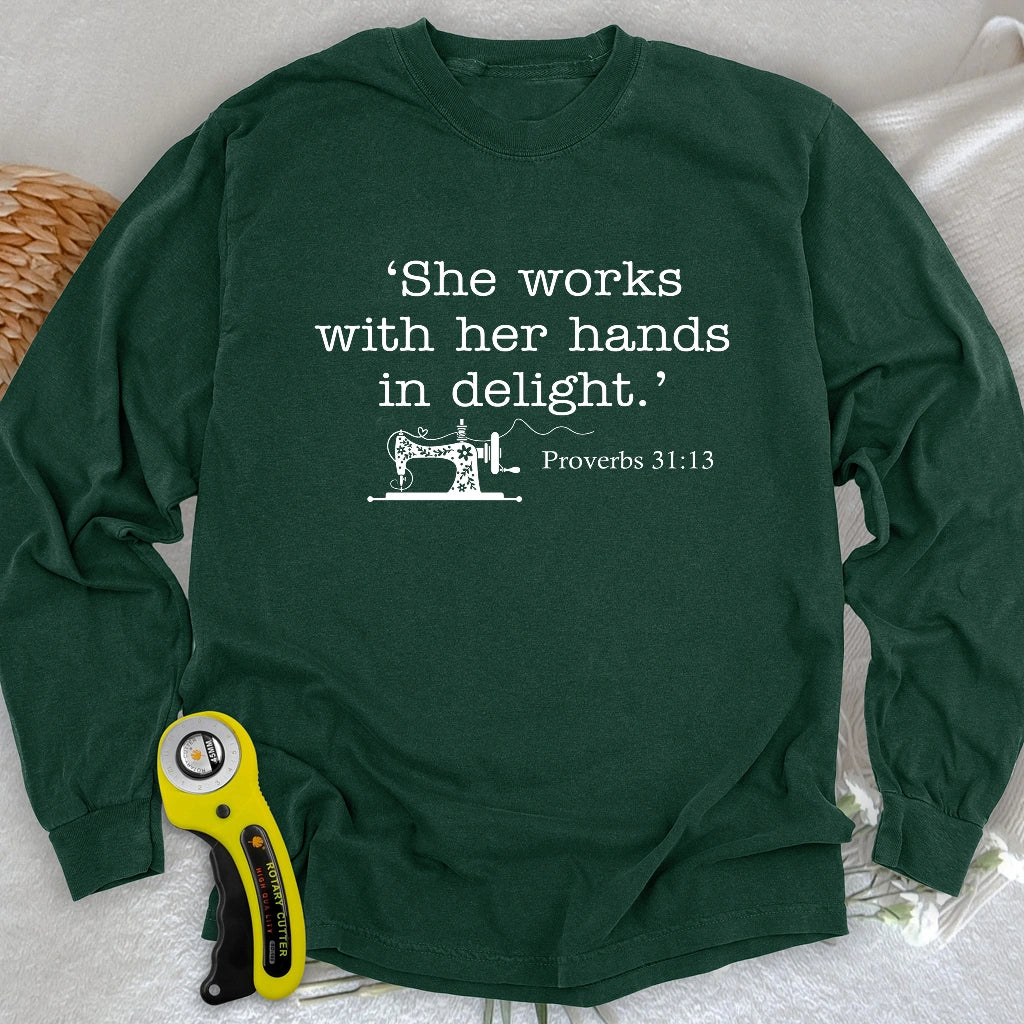 Sewing In Bible Long Sleeve T-shirt