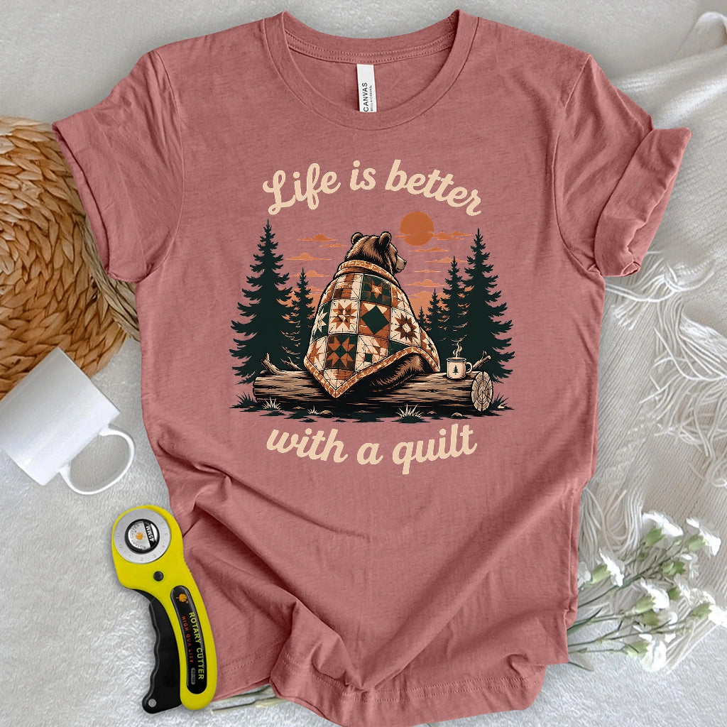 Bear Wrapped in Quilts T-shirt