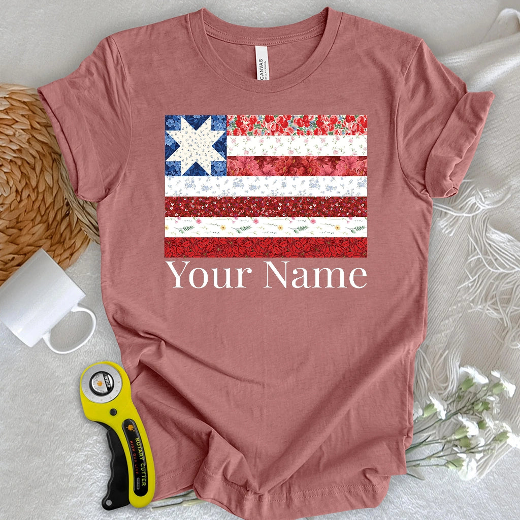 "Custom Name" USA Star Flag T-shirt