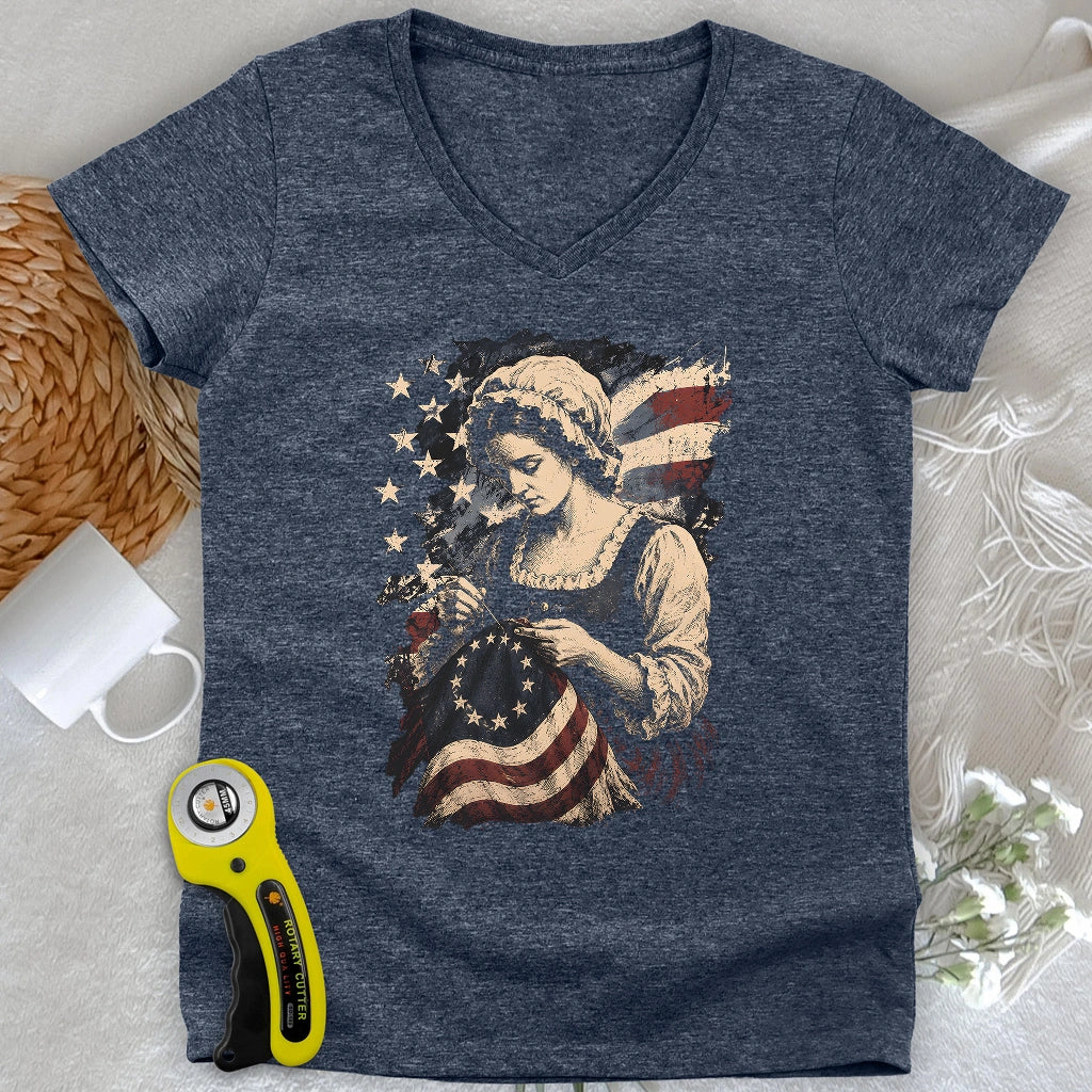 Betsy Ross Flag Lady V-neck