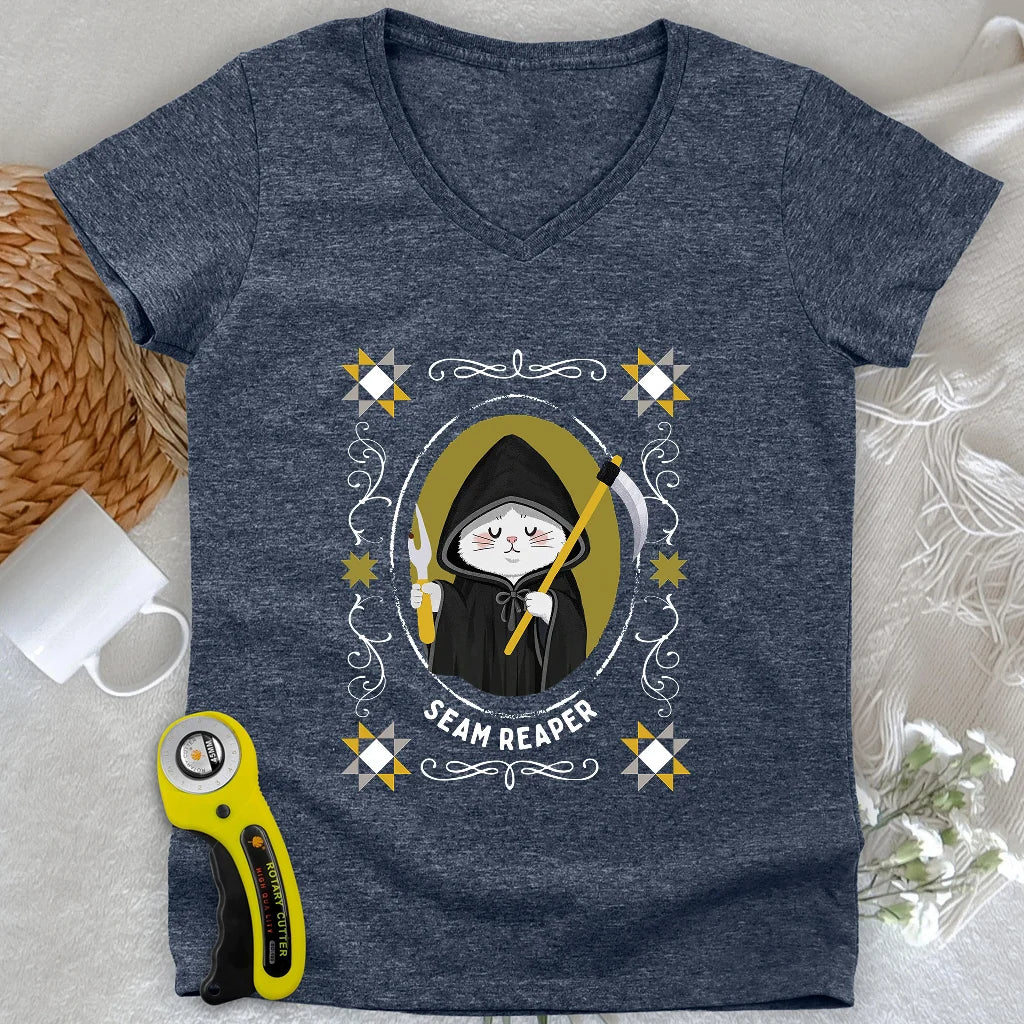 Cat Seam Reaper Lady V-neck