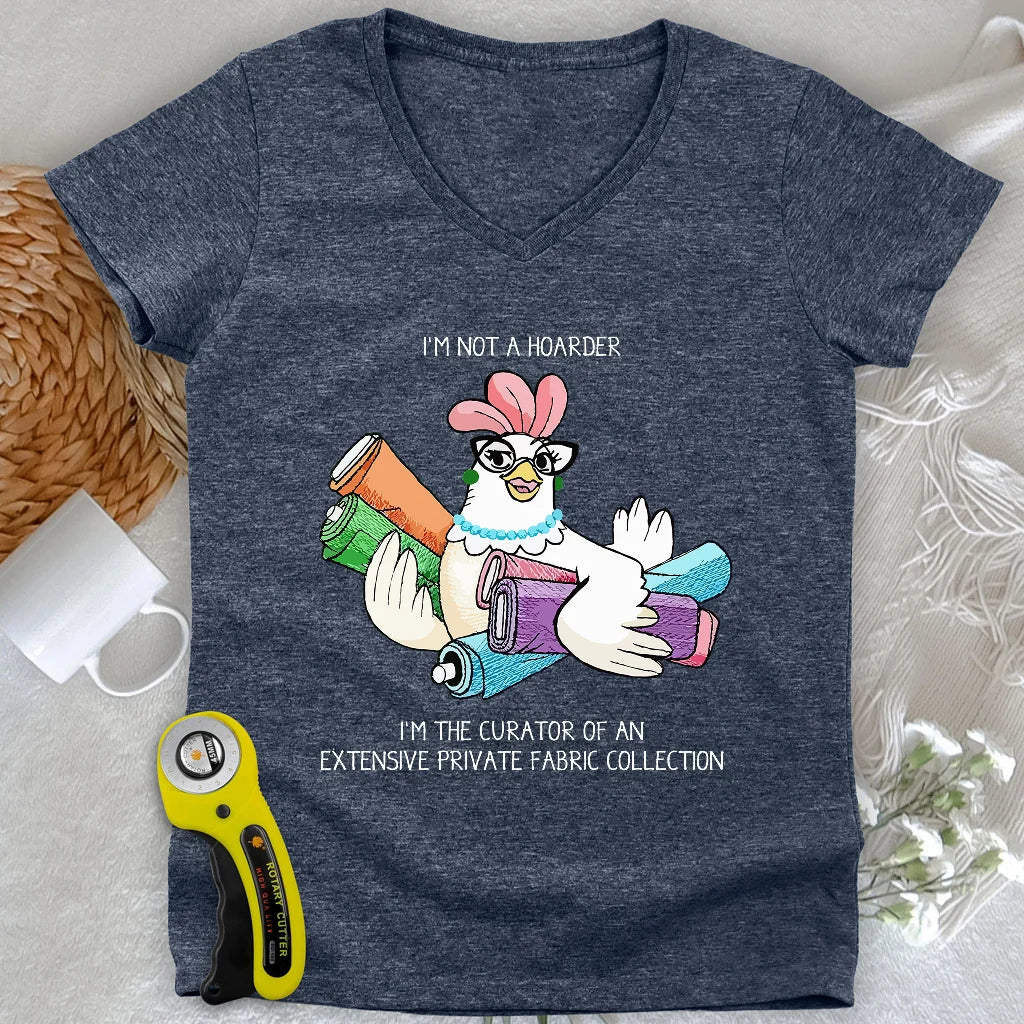Fabric Hoarder Lady V-neck