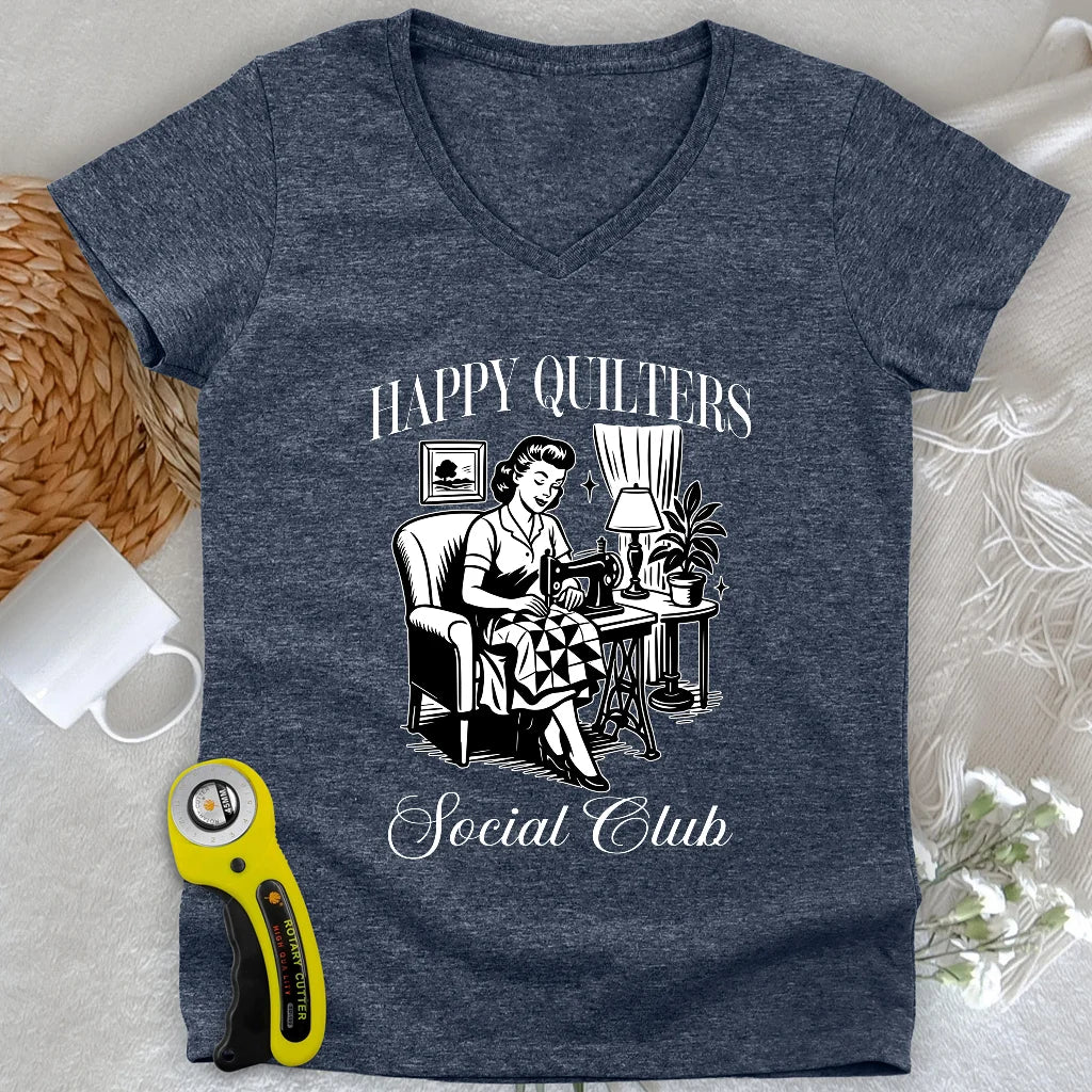 Happy Quilters Lady V-neck