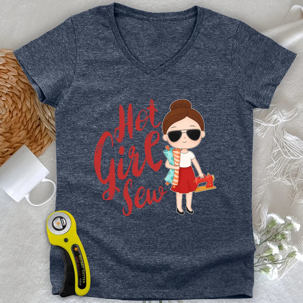 Okayest Quilter Lady V-neck