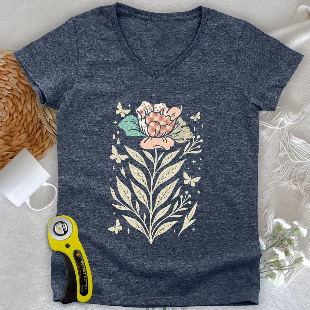 Patchwork Bloom Lady V-neck