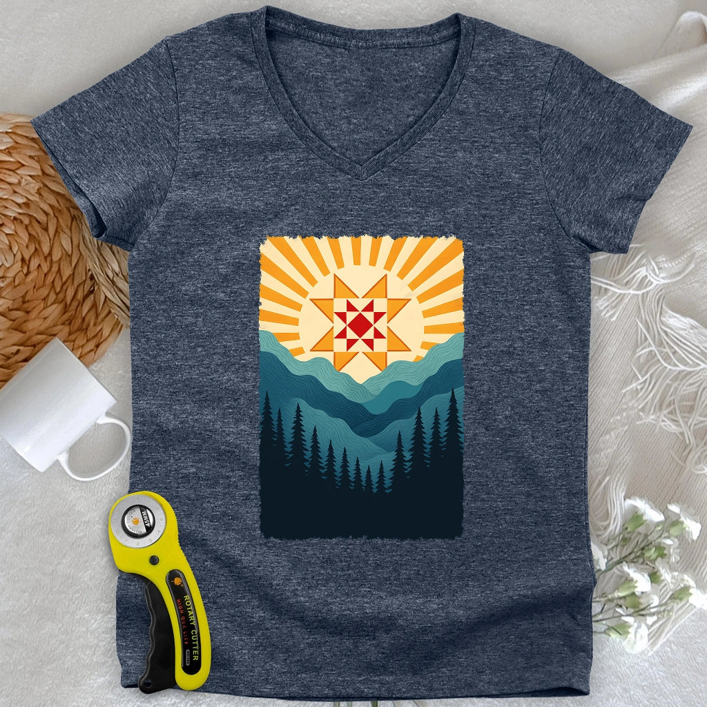 Quilting Sun Lady V-neck