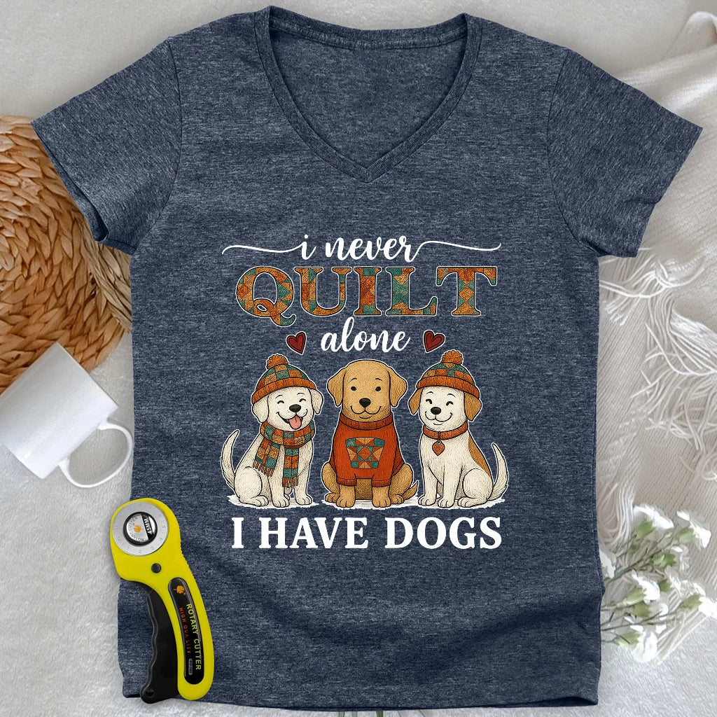 Quilting with Paws Lady V-neck