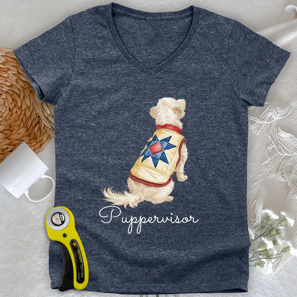 Quilty Pup Star Lady V-neck