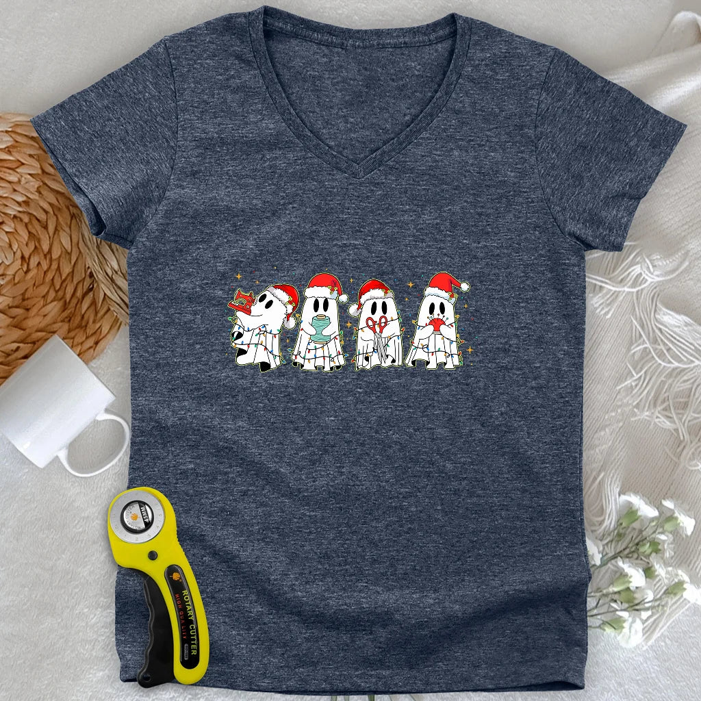 Spooky Christmas Lady V-neck