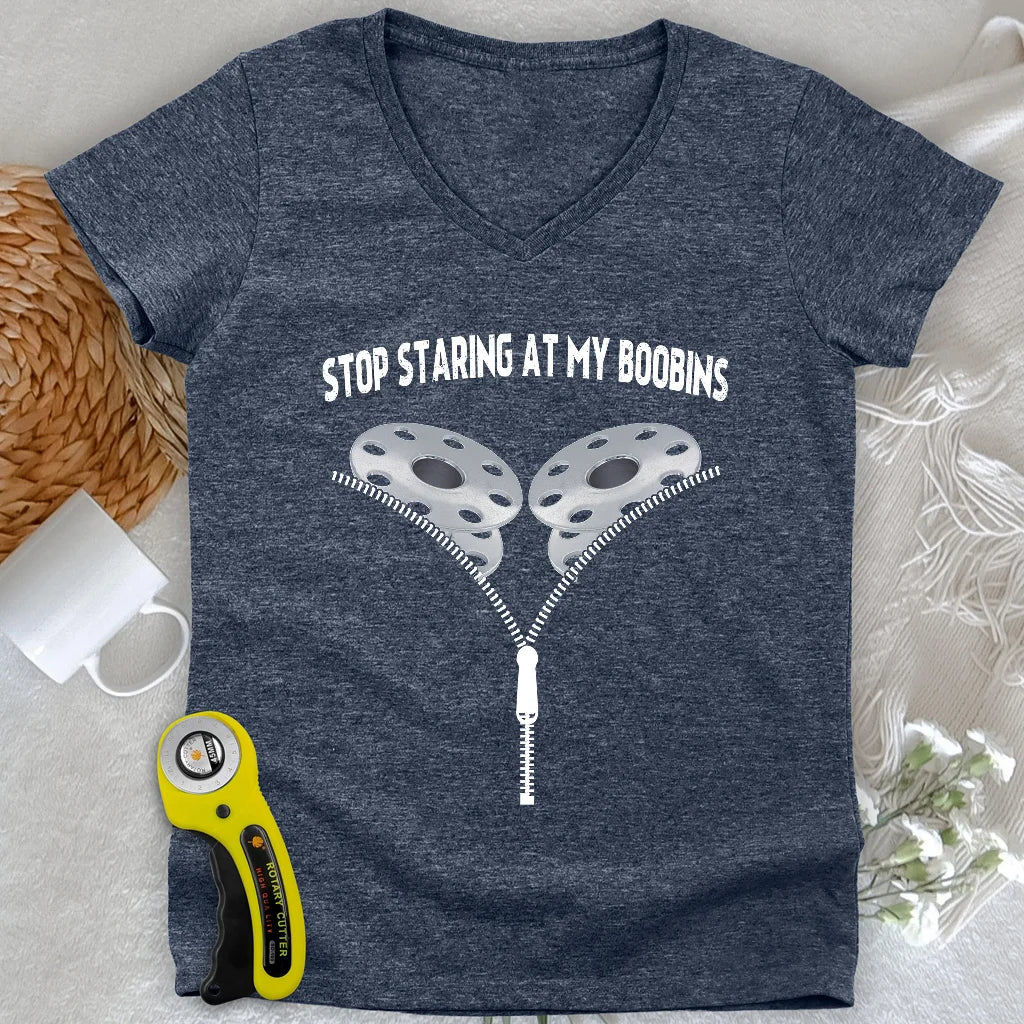 Stop Staring At Boobins Lady V-neck