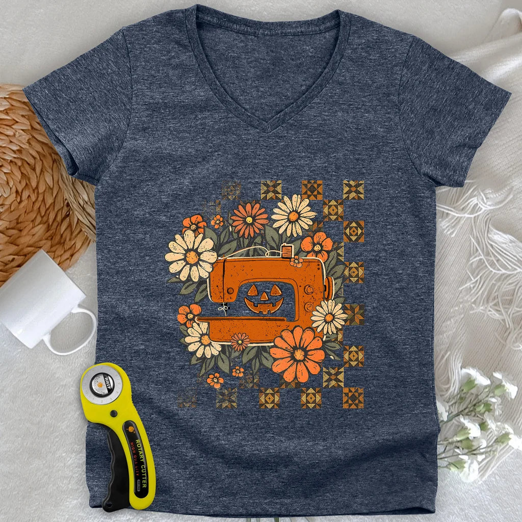 The Jack-o’-Quilter Lady V-neck