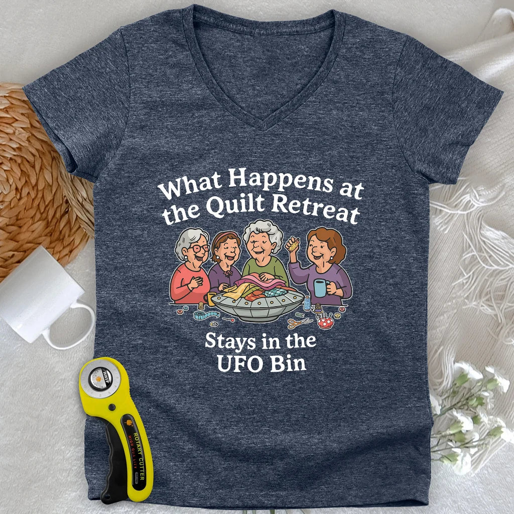 UFO Quilt Retreat Lady V-neck