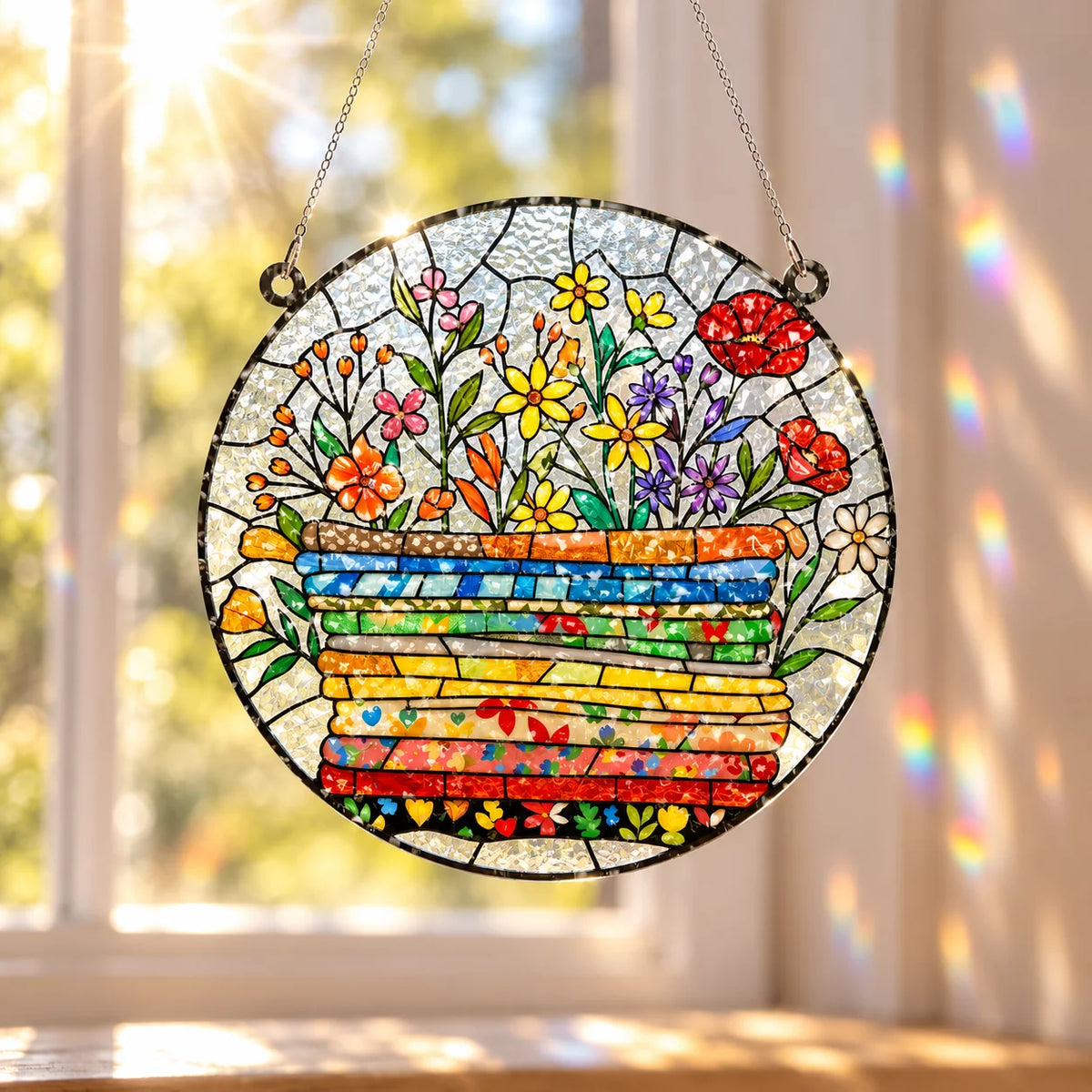 Floral Fabric Suncatcher