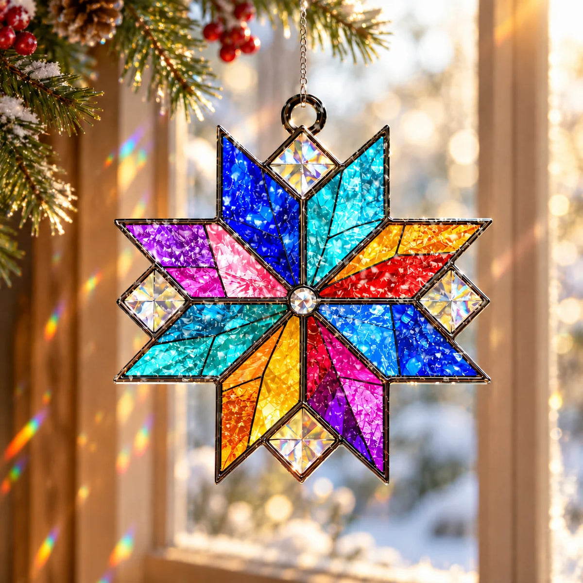 Star Quilt Block Suncatcher