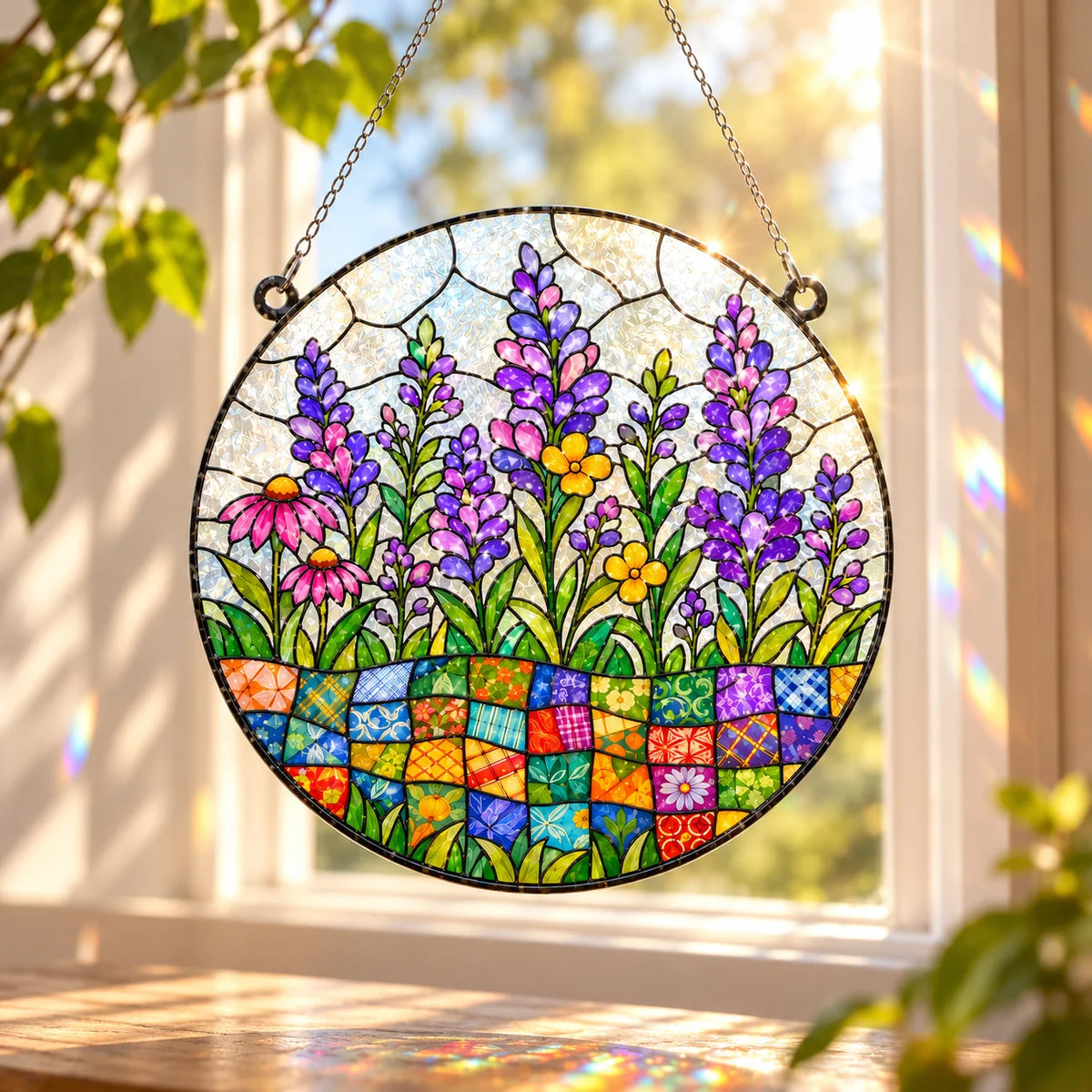 Quilted Lavender Field Suncatcher
