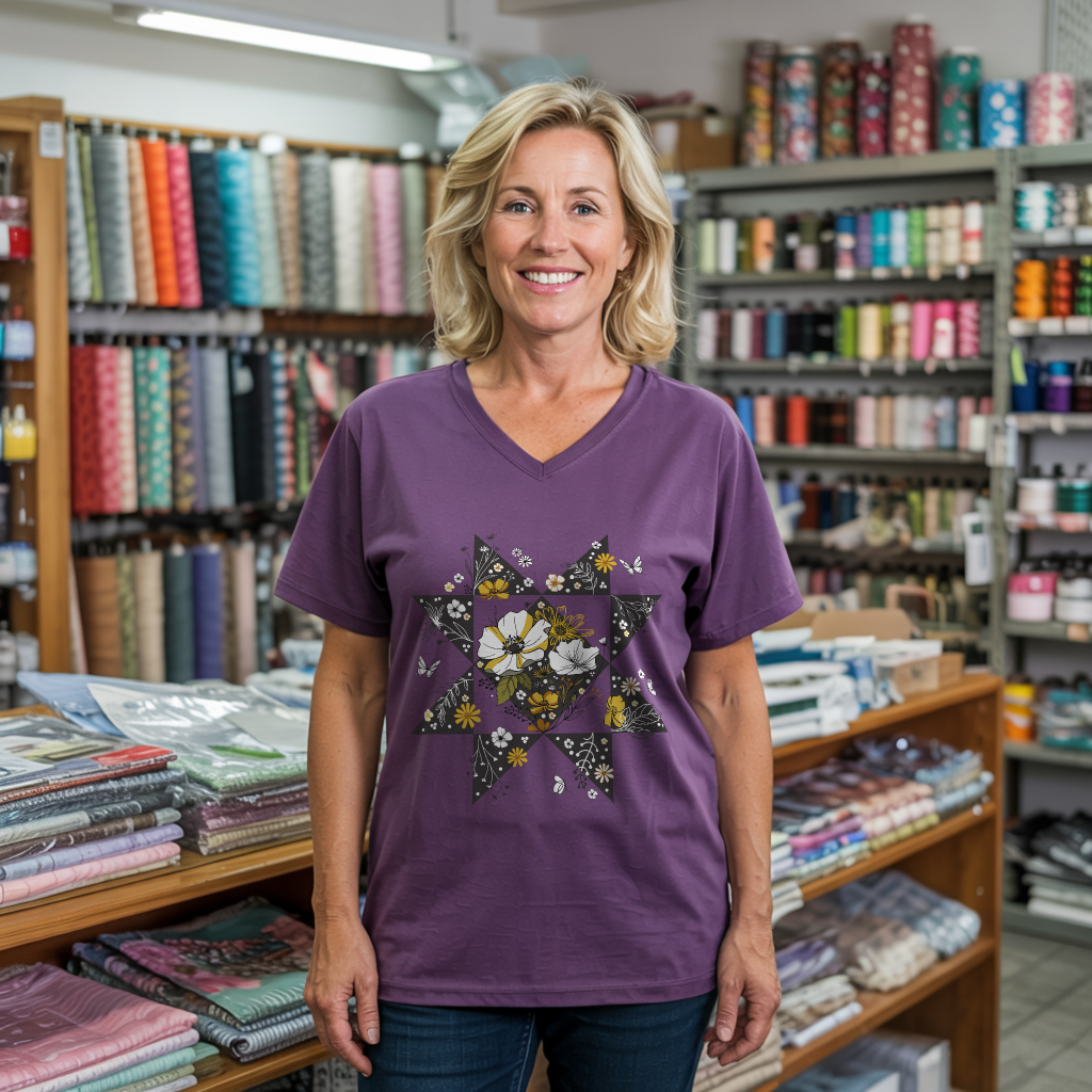 Nature Block Lady V-neck