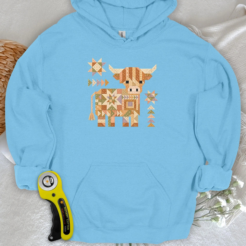 Patchwork Highland Cow Hoodie