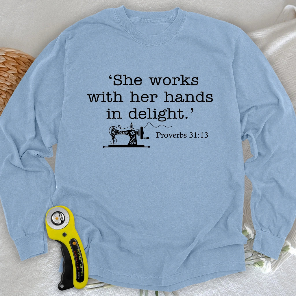 Sewing In Bible Long Sleeve T-shirt