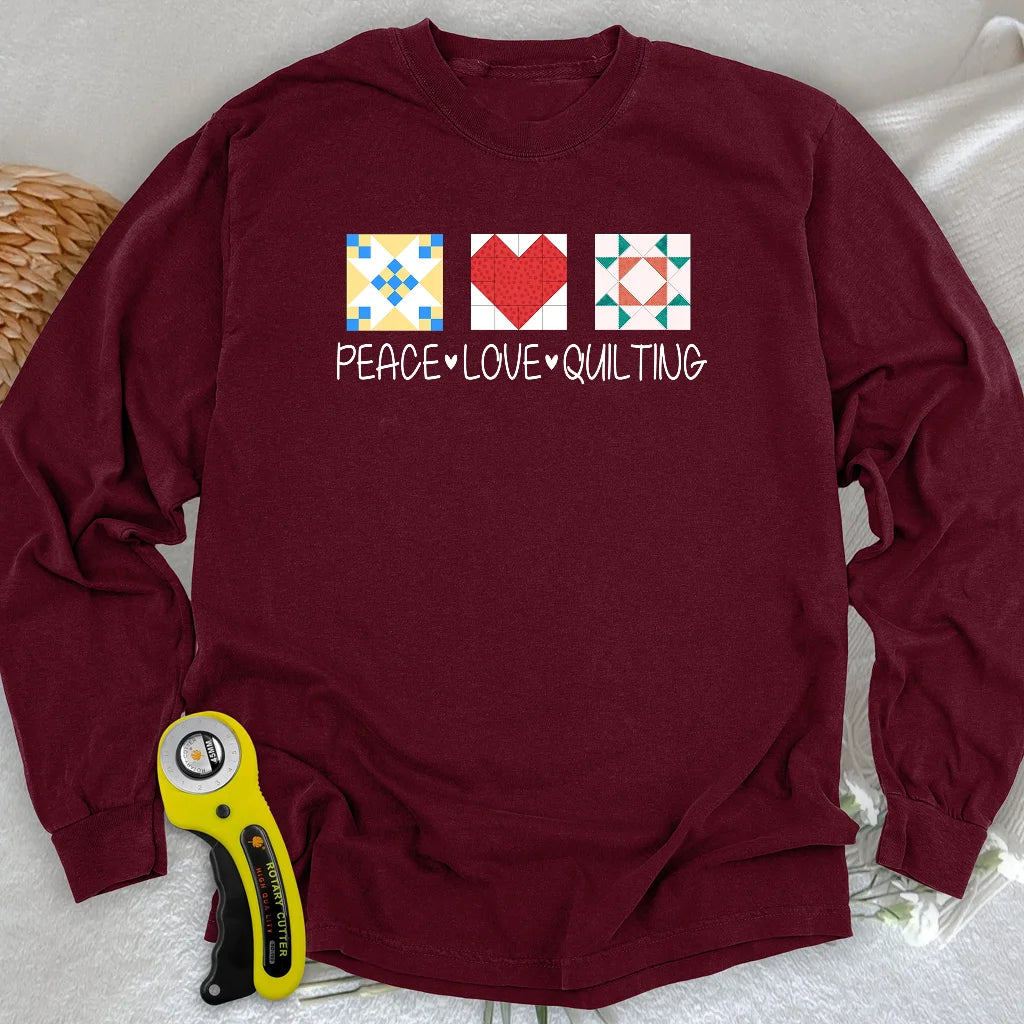 Peace Love Quilting Langarm-T-Shirt