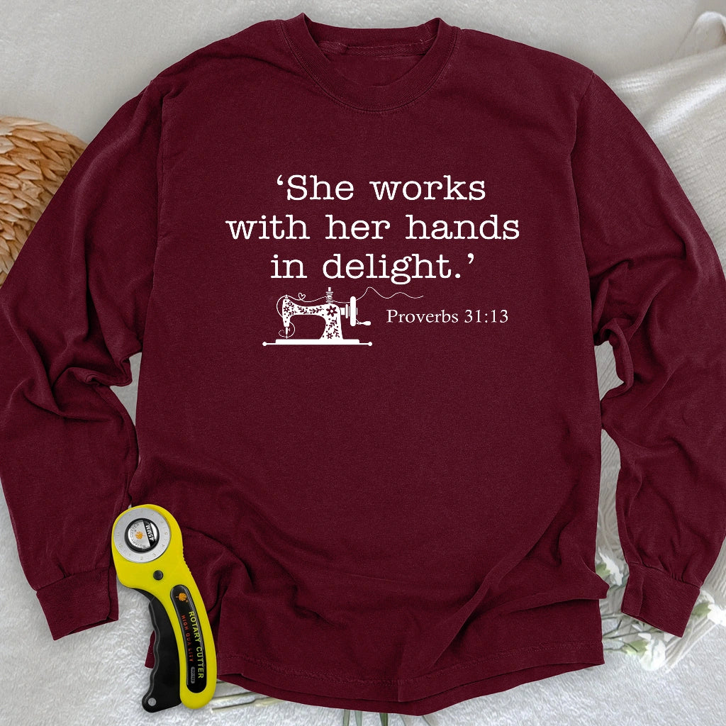 Sewing In Bible Long Sleeve T-shirt