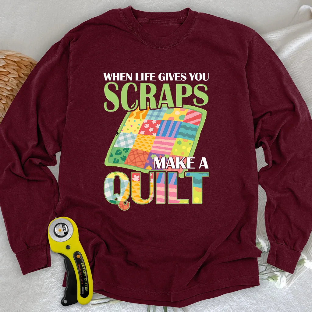 Turn Scraps To Quilt Langarm-T-Shirt
