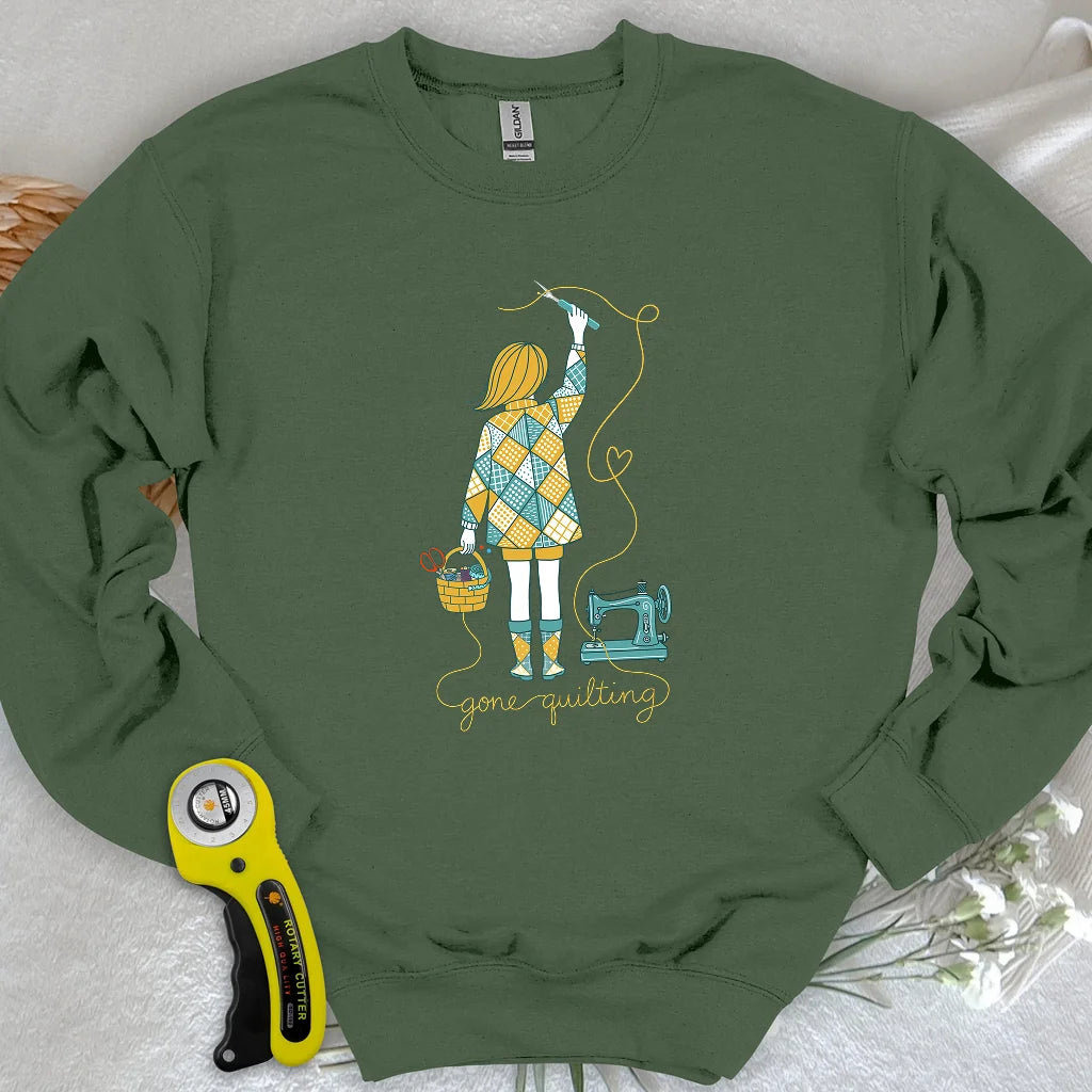 Sweat-shirt "Je suis partie faire de la courtepointe"