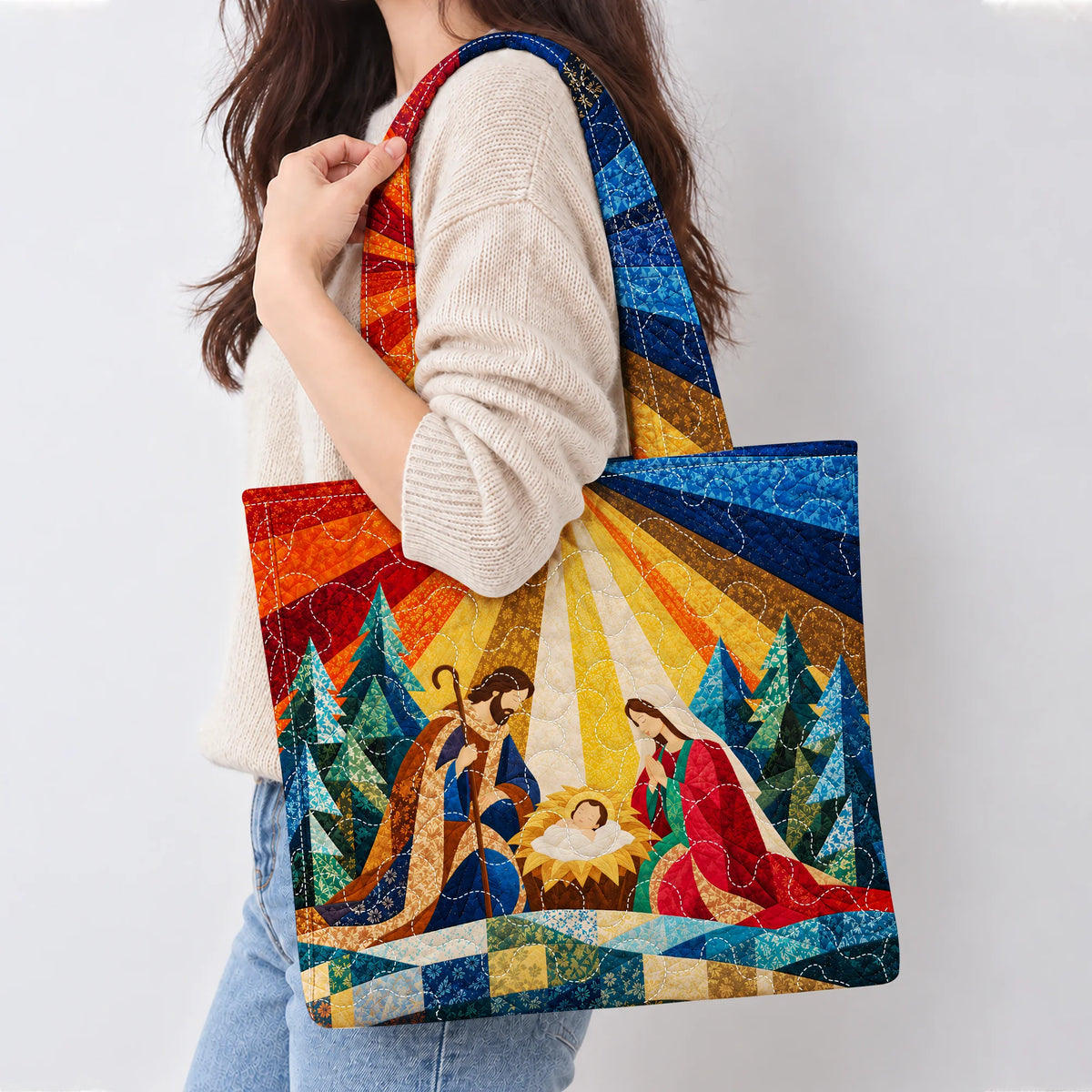 Nativity Glow Quilted Tote Bag