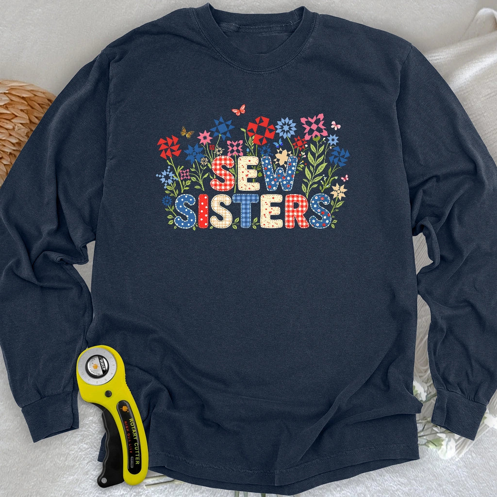 Appliqué Sew Sisters Long Sleeve T-shirt