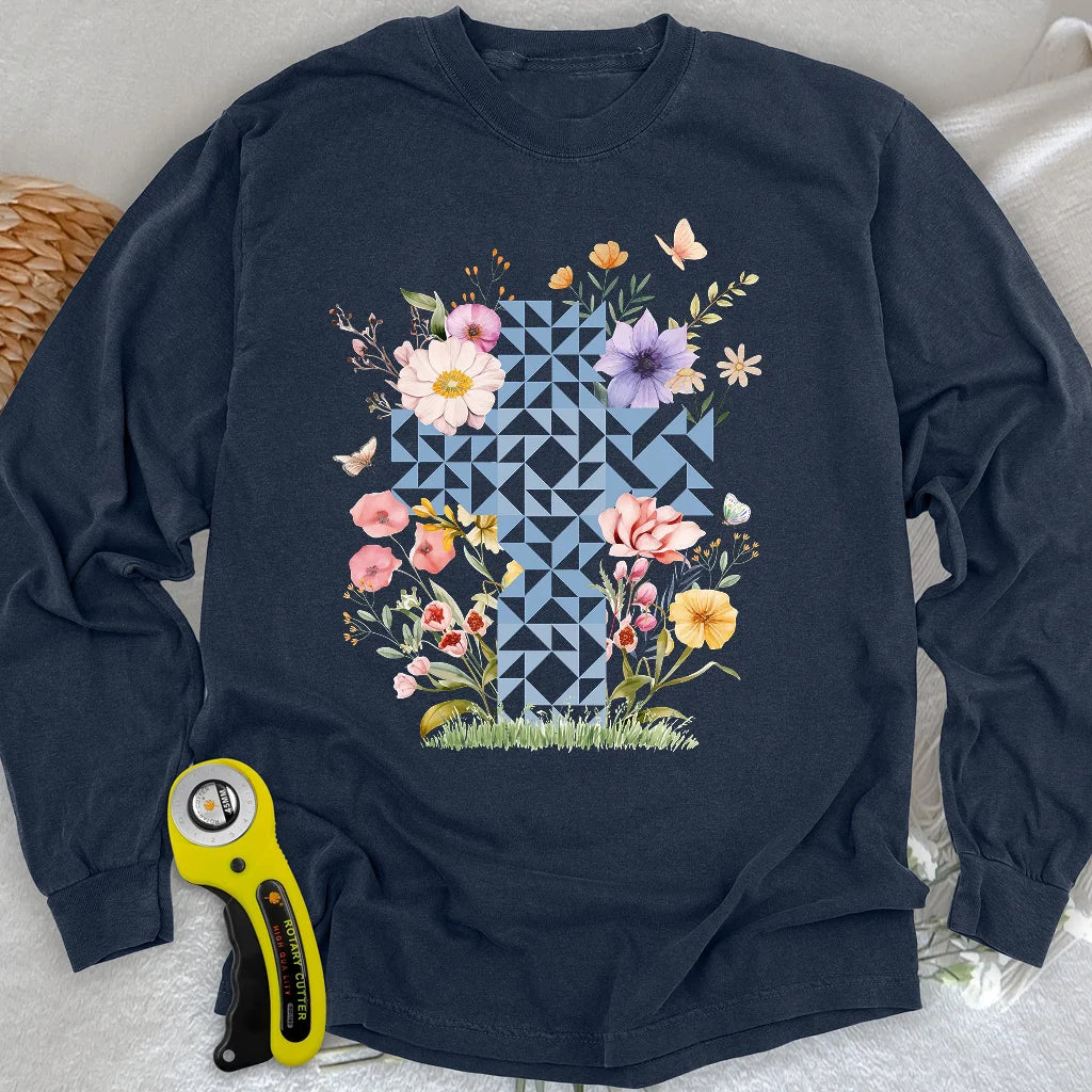 Floral Faith Quilt Langarm-T-Shirt