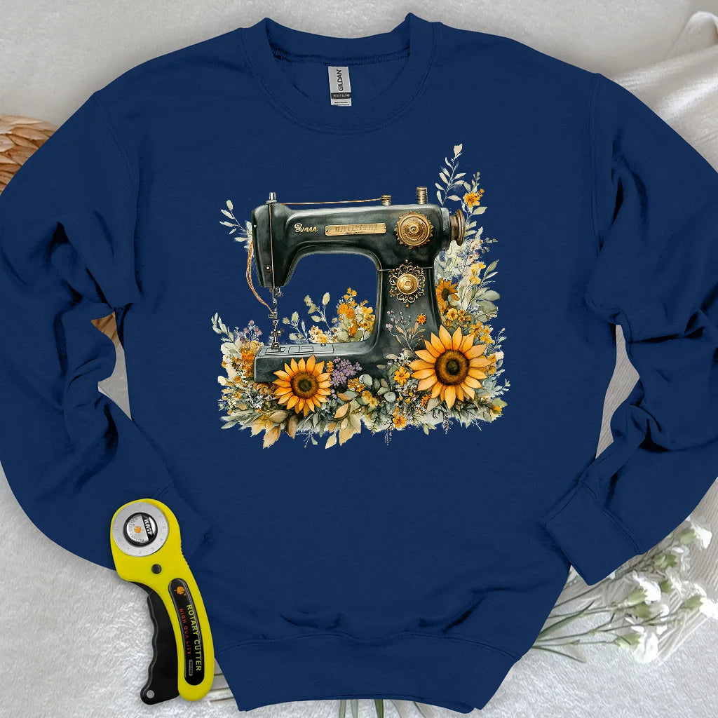 Sweat-shirt machine à coudre fleuri