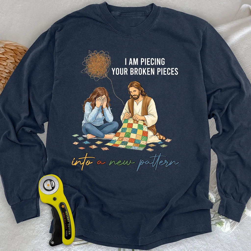 T-shirt à manches longues « Dieu rassemble les morceaux brisés »