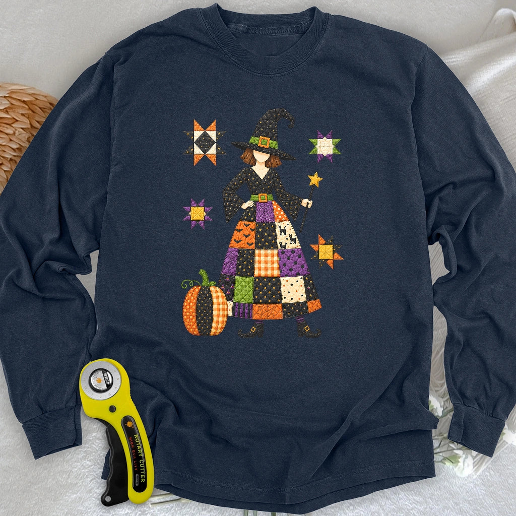 Patchwork Quilt Witch Long Sleeve T-shirt