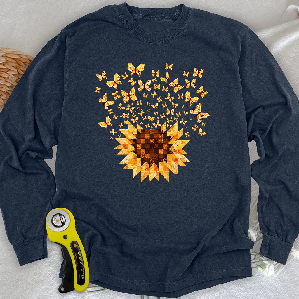 Sunflower Magic Quilt Bloom Long Sleeve T-shirt