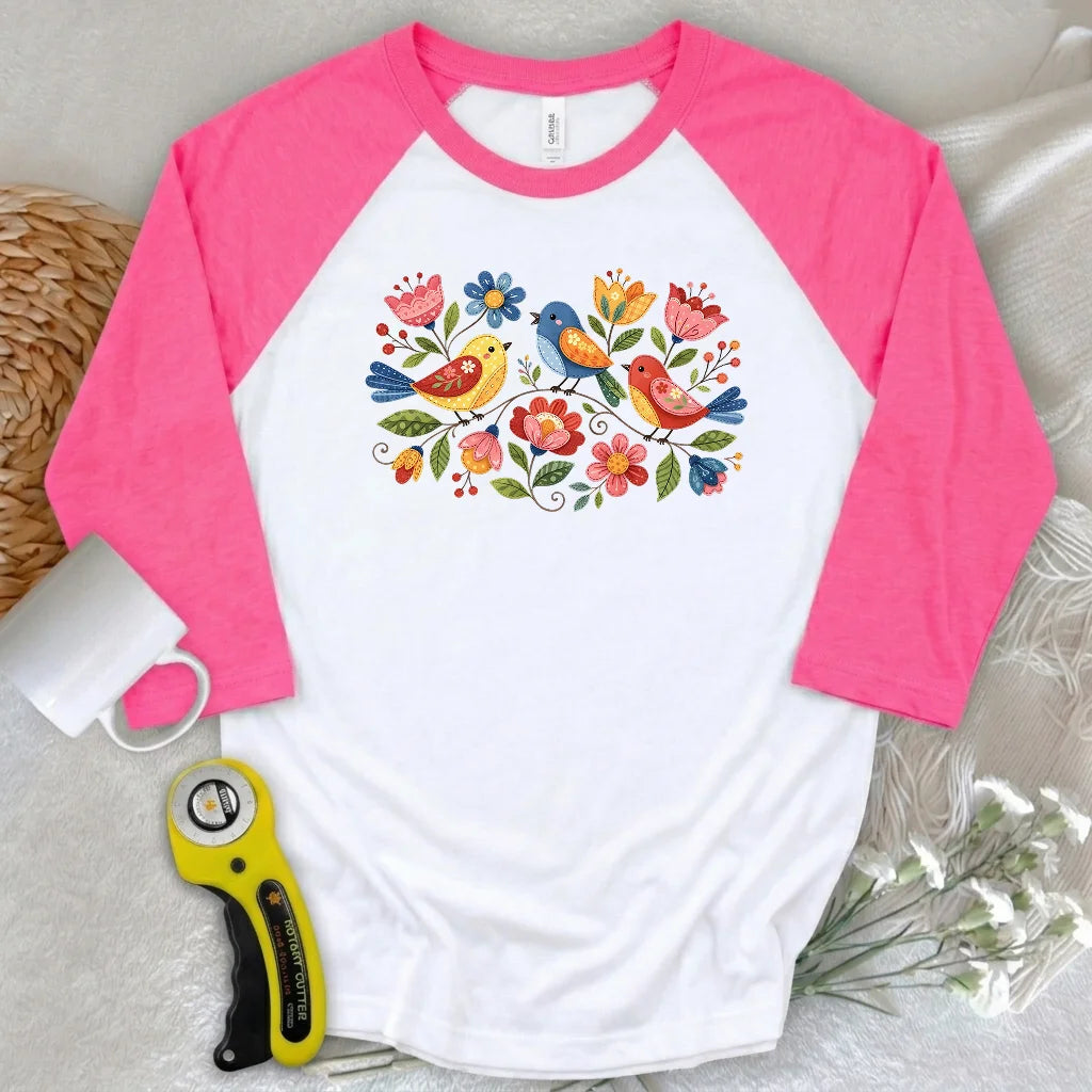Appliqué Garden 3/4 Sleeve T-shirt