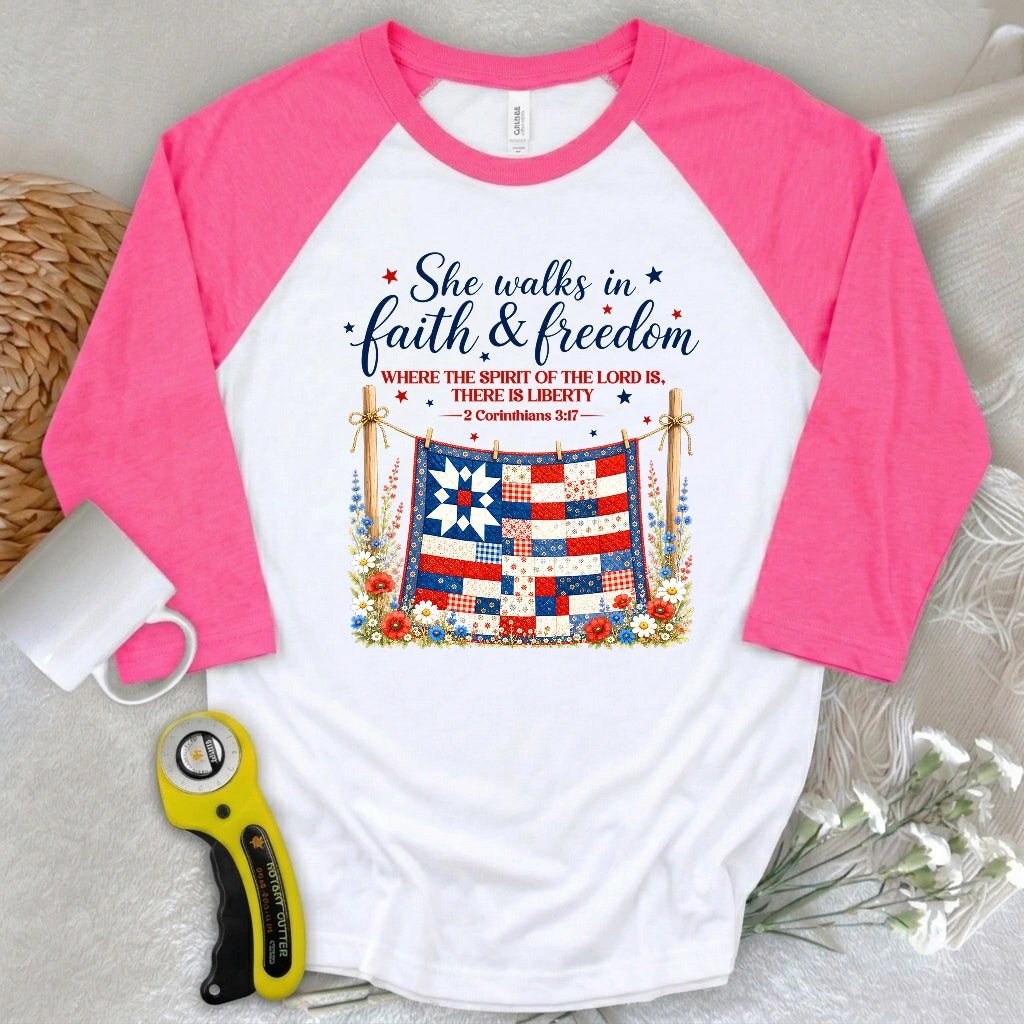 Faithfully Pieced 3/4 Sleeve T-shirt