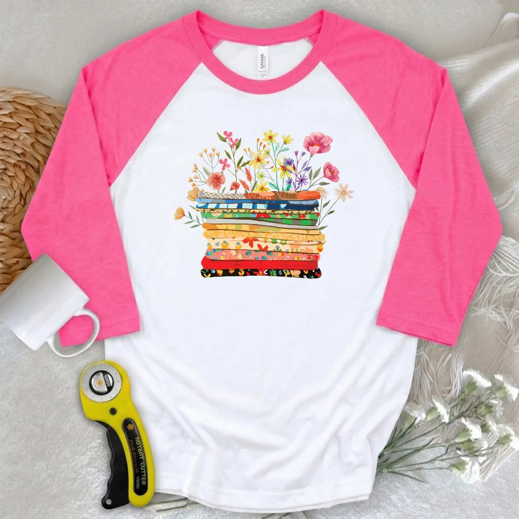 Floral Fabric 3/4 Sleeve T-shirt