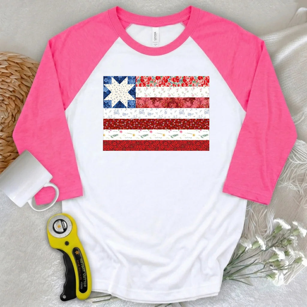 USA Star Flag 3/4 Sleeve T-shirt