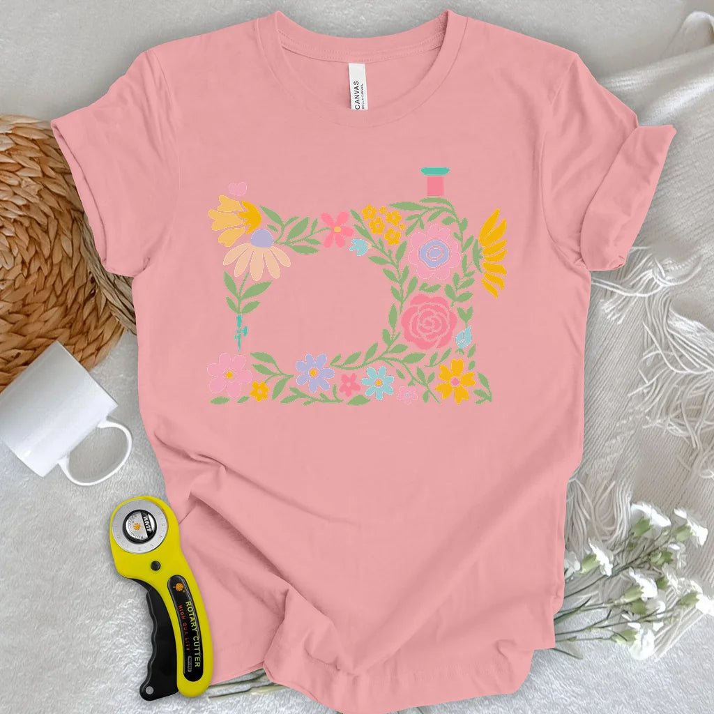 T-shirt Machine à fleurs abstraites