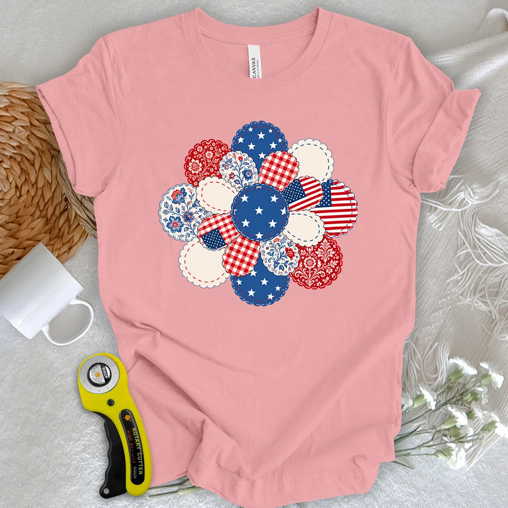Patriotic Bloom Appliqué T-shirt