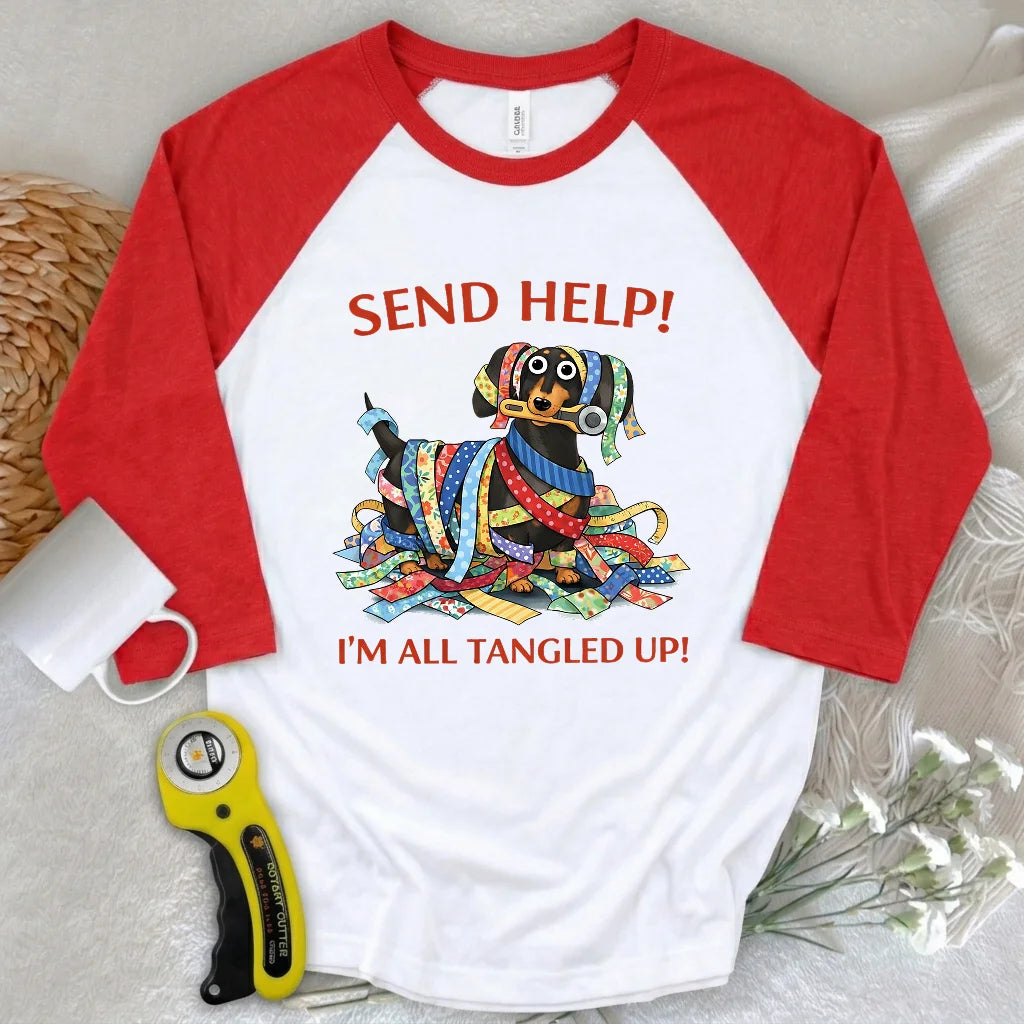 Fabric Strip Mess 3/4 Sleeve T-shirt