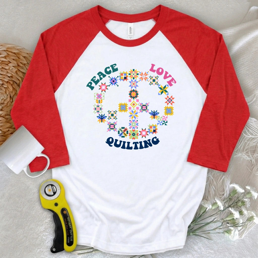 Quilting Brings Peace 3/4 Sleeve T-shirt