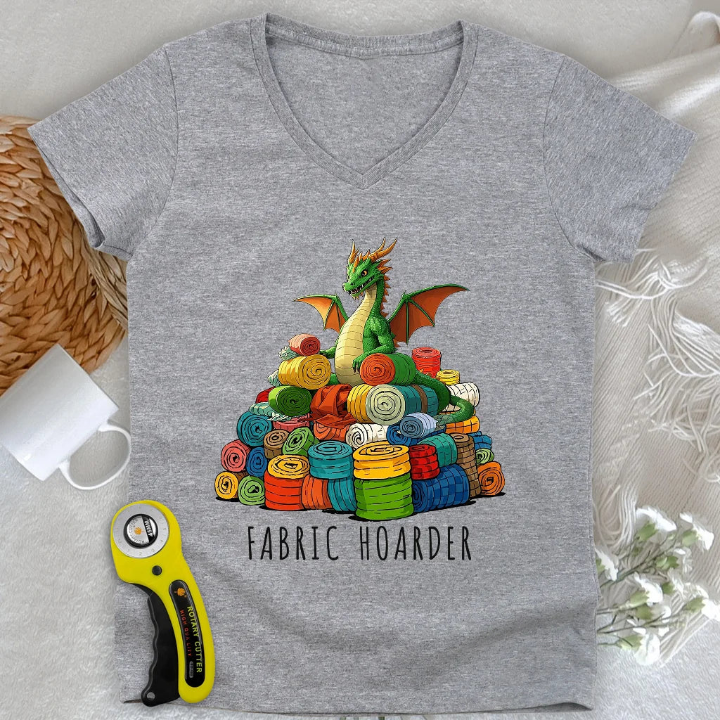 Dragon Fabric Hoarder Lady V-neck