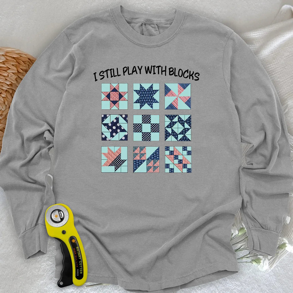 T-shirt Ă manches longues Je joue toujours aux blocs