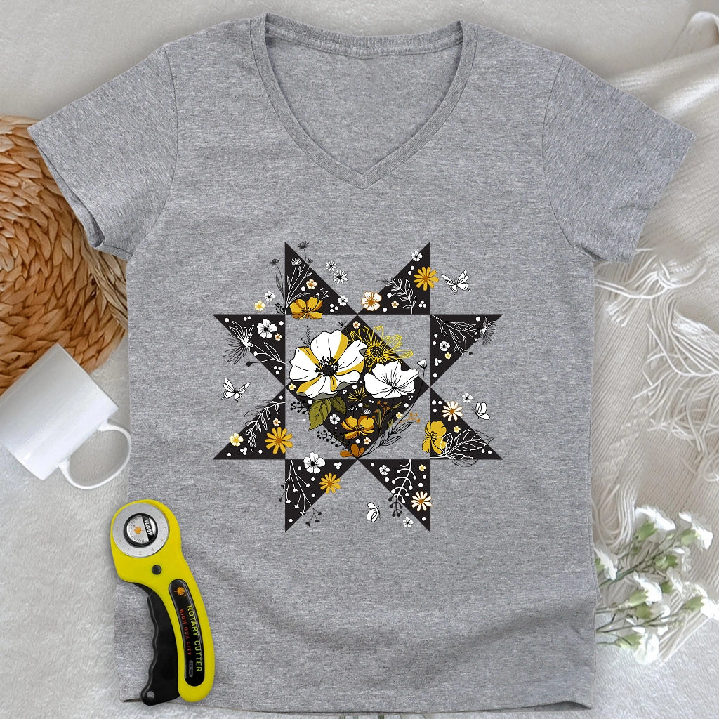 Nature Block Lady V-neck