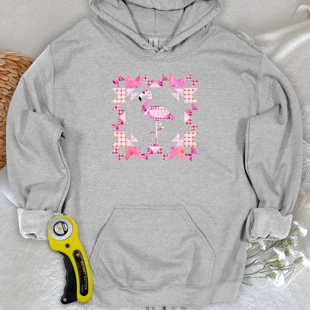 Sweat à capuche Flamant rose patchwork